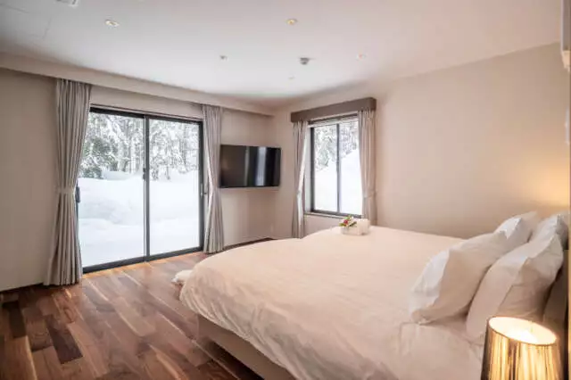View from a first-floor bedroom in the Jade Rabbit chalet
