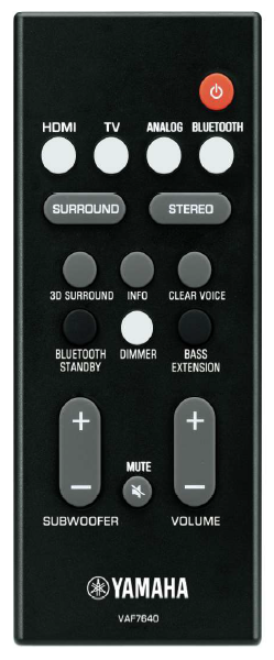 YAMAHA Sound Bar Remote