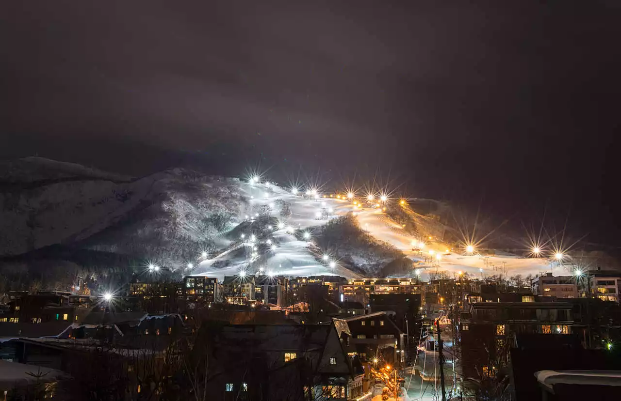 Night view ski hill aspect