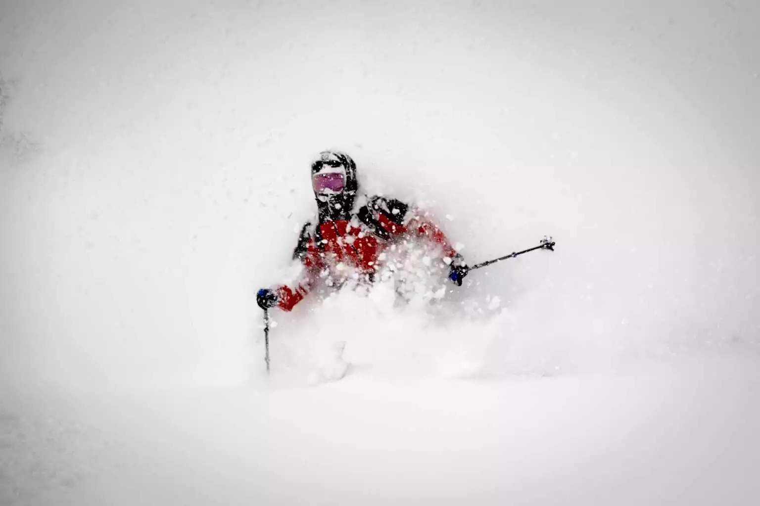 Skiing in the powder snow