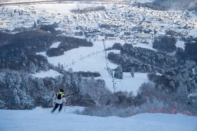 Furano ski resort skier on slope