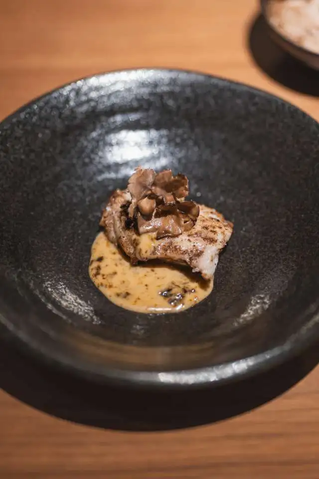 Dinner Menu Course Black Cod Cook Over Coals